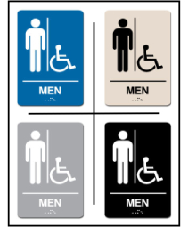 Men's Restroom w/ Wheel Chair Symbol ADA/Braille Sign