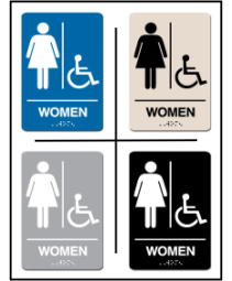 Women's Restroom w/ Wheel Chair Symbol ADA/Braille Sign