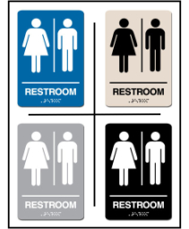 Men - Women Unisex Restroom ADA/Braille Sign