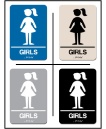 Girls Restroom Lavatory ADA/Braille Sign