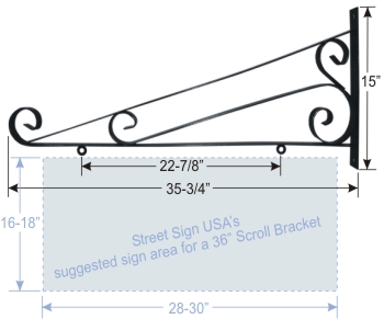 © Street Sign USA 36" Scroll Bracket For Hanging Signs Data Spec