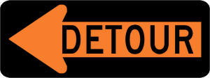 Detour with Left Arrow Symbol Construction Sign