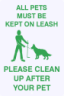 All Pets Must Be Kept On Leash Sign