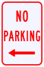 No Parking Sign with Left Arrow