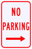 No Parking Sign with Right Arrow