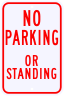 No Parking Or Standing Sign