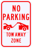 No Parking Tow Away Zone Sign with Tow Away Symbol