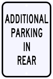 Additional Parking In Rear Sign