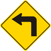 Turn Left Symbol Roadway Warning Sign