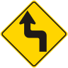Reverse Turn Left Symbol Warning Sign