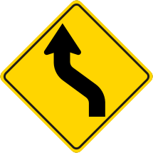Reverse Curve Left Symbol Warning Sign