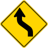 Reverse Curve Left Symbol Warning Sign