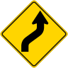 Reverse Curve Right Symbol Warning Sign