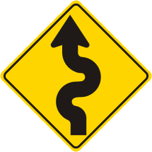 Winding Road Left Symbol Warning Sign