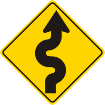 Winding Road Right Symbol Warning Sign