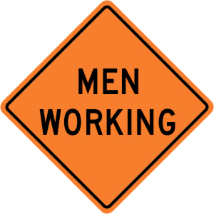 Men Working Construction Sign