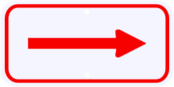 Red Directional Arrow Advisory Sign Plaque