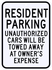 Resident Parking Violation Sign 18 x 24