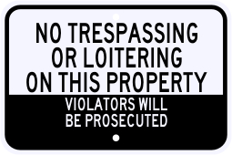 No Trespassing Or Loitering Violation Sign