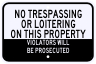 No Trespassing Or Loitering Violation Sign