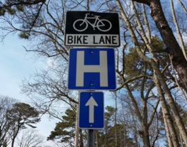 Bike Lane & Hospital Guide Signs With Directional Arrow