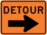 Detour with Right Arrow Construction Sign