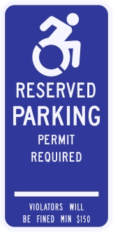 Connecticut State Specified Disabled Parking Sign