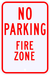 No Parking Fire Zone Sign