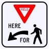 Yield Here For Pedestrians Symbol Sign, Left