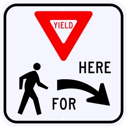 Yield Here For Pedestrians Symbol Sign, Right