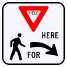 Yield Here For Pedestrians Symbol Sign, Right