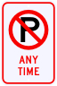 No Parking Any Time Sign with Symbol