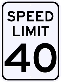 40 MPH Speed Limit Sign