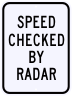 Speed Checked By Radar Sign