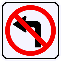 No Left Turn Symbol Sign