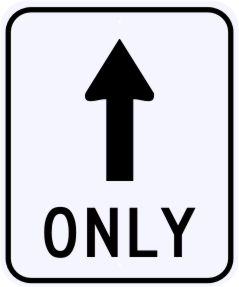 Straight Thru Only Sign