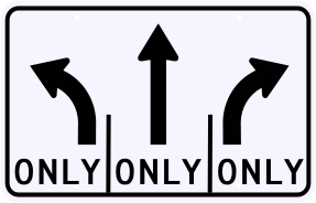 Advance Intersection 3 Lane Control Sign