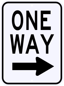 One Way Sign with Right Arrow