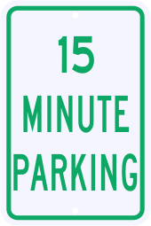 15 Minute Permissive Parking Sign