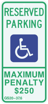 North Carolina State Specified Disabled Parking Sign
