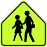 School Advanced Warning/Crossing Symbol Sign - Fluorescent Yellow Green