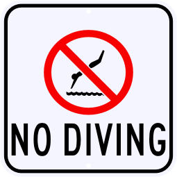 No Diving with No Diving Symbol Sign