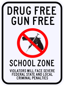 Drug Free Gun Free School Zone Sign