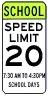 School Times Speed Limit 20 MPH Assembly Sign - Fluorescent Yellow Green