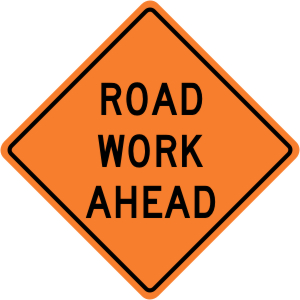 Road Work Ahead Construction Sign