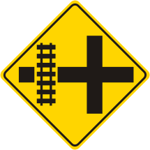 Rail Road Tracks w/ Crossroad Symbol Sign