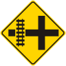 Rail Road Tracks w/ Crossroad Symbol Sign