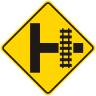 Rail Road Tracks w/ Side Road Symbol Sign