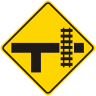 Rail Road Tracks Right T Intersection Warning Sign
