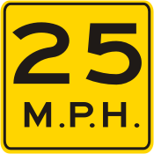 25 MPH Advisory Speed Plaque